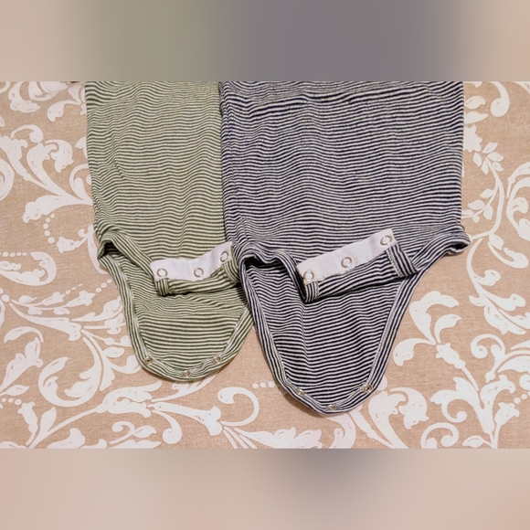 Carter's Striped Bodysuit Duo - Black and Olive - Picture 3 of 4